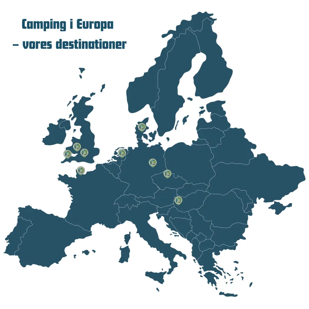 Vi har samlet alle vores rejser i ét camping i Europa kort, så du nemt kan finde inspiration til din næste ferie. Klik og udforsk vores ruter, oplevelser og campingpladser – alle steder er testet af os.